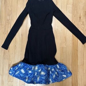 Opening Ceremony Navy Blue  Dress, Bubble skirt brocade embroidered accent